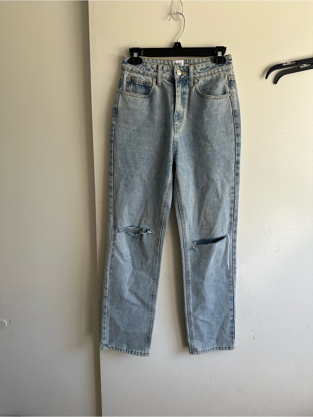 Princess Polly Pale Blue Straight Leg Ripped Jeans